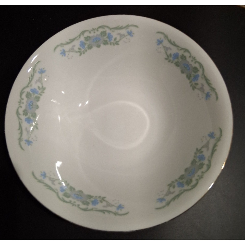 Vintage Chinese Porcelain Serving Bowl Blue Green Floral Gold Rim 9 Inch‎